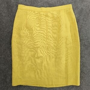 CACHAREL solid yellow color linen knee high pencil skirt size 10